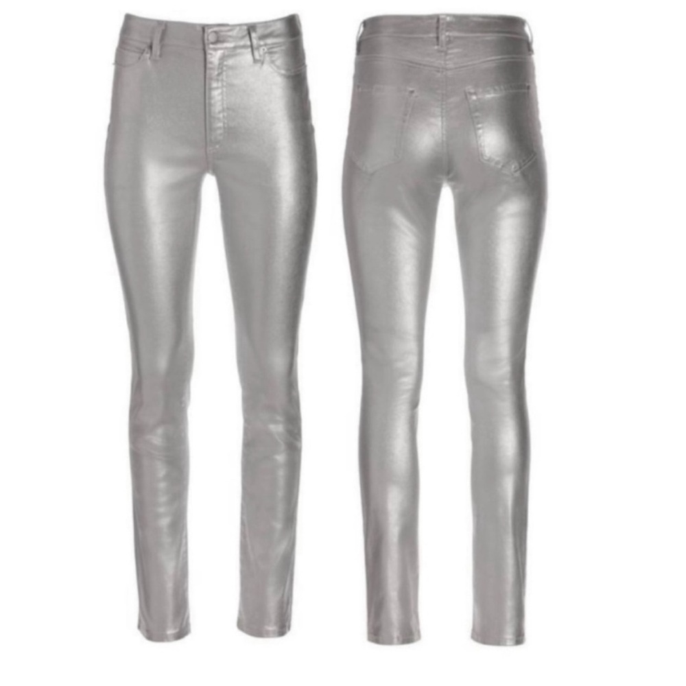 Boston Proper Metallic Coated Silver Jeans